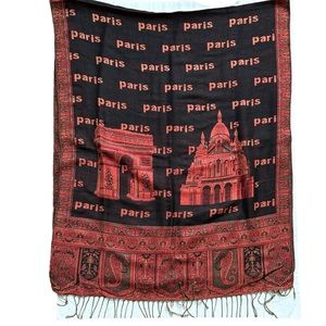 Paris themed blanket scarf in gorgeous color palette size 64” x 27.5”
